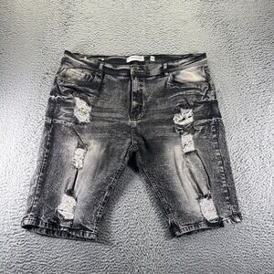 Evolution In Design Shorts Mens 44 Black Cotton Denim Bermuda Distressed Stretch